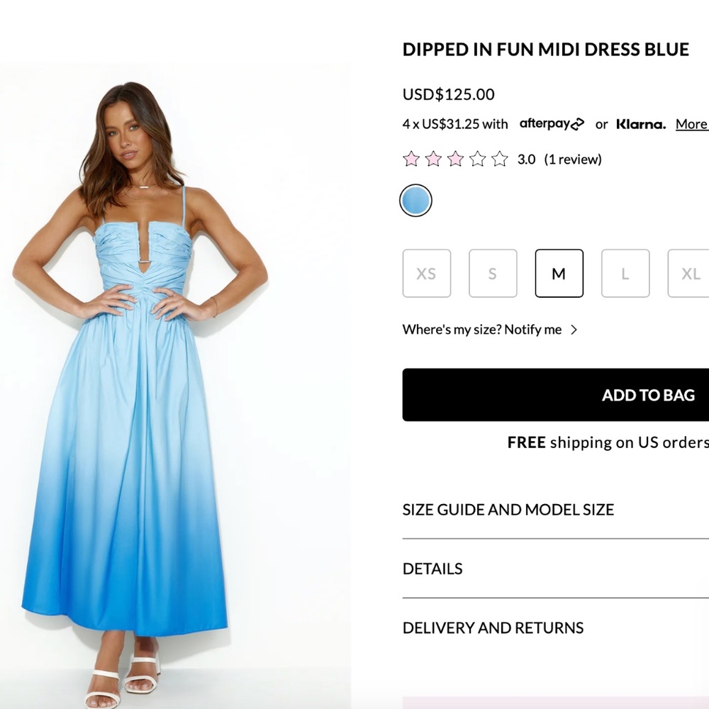 Hello Molly Dipped In Fun Midi Dress Blue - Picture 4 of 4